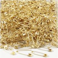 CC Safety Pins, gold, L: 22 mm, thickness 0,6 mm, 500 pc/ 1 pack - #589634