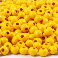 CC Wooden Beads, yellow, 150 pc, Dia. 5 mm, hole size 1,5 mm, 6 g/ 1 pack - #591148