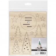 Creativ Company - CC DIY Houten Figuren Kerstbomen l: 20cm b: 17cm - #591338