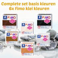 FIMO Soft Basiskleuren Set Bruin/Grijs/Huid - 6x 56g Polymeerklei - #67820
