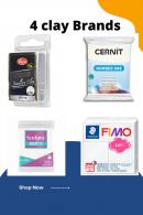 Fimo TryPack: 4 Marken weicher Modelliermasse, weiß - Polymer Clay - #392156