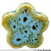 Keramiek bloem zeegroen/bruin - #11344