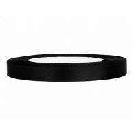 Satin ribbon 6 mm 25 m Black - #598263