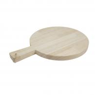 Snijplank rubberhout rond met houten handvat 34 x 25 x 2 cm - #599644