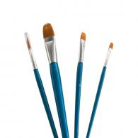 Synthetic Brush Set Round &amp; Flat 4 pieces - #592952