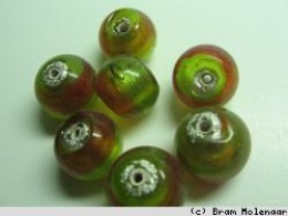 Zilverfolie kraal groen/rood - #3054